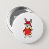 Badge Rond 7,6 Cm Rabbit comme pompier avec casque (Devant & derrière)