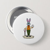 Badge Rond 7,6 Cm Rabbit en Gentleman avec canne (Devant & derrière)