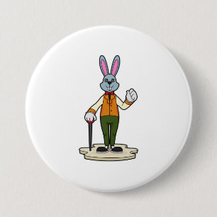 Badge Rond 7,6 Cm Rabbit en Gentleman avec canne