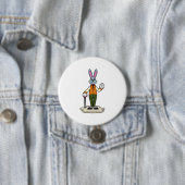 Badge Rond 7,6 Cm Rabbit en Gentleman avec canne (En situation)