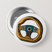 Badge Rond 7,6 Cm Racing Steering Wheel Controller Gamer (Devant & derrière)