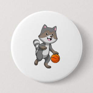 Badge Rond 7,6 Cm Racon comme joueur de basket-ball avec basket-ball