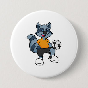 Badge Rond 7,6 Cm Racon comme joueur de football avec balle de footb