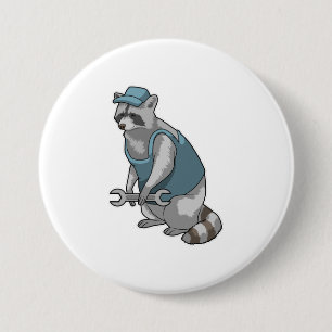Badge Rond 7,6 Cm Racoon comme artisan avec une clé