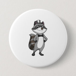 Badge Rond 7,6 Cm Racoon comme groom avec Cravate
