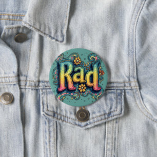 Badge Rond 7,6 Cm Rad esthétique psychédélique groovy des années 70