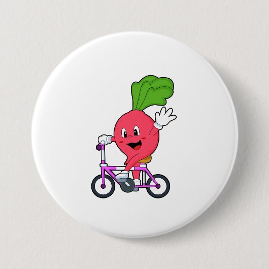 Badge Rond 7,6 Cm Radish avec vélo (Devant)