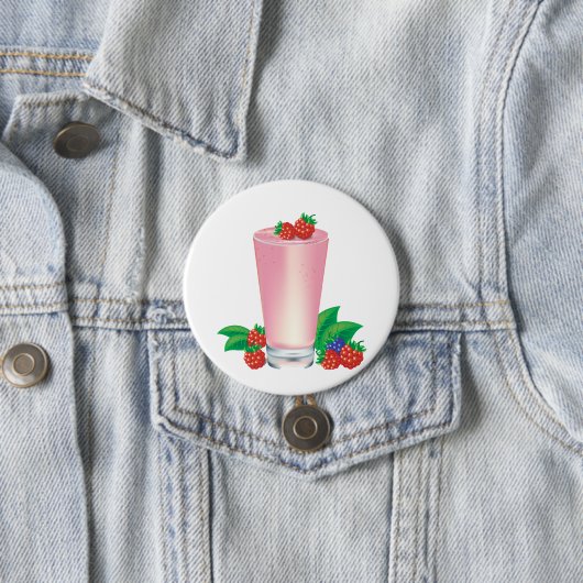 Badge Rond 7,6 Cm Rafraîchir Berry Smoothie Boisson Rose (En situation)