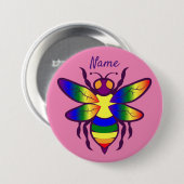 Badge Rond 7,6 Cm Rainbow Bee Thunder_Cove (Devant & derrière)