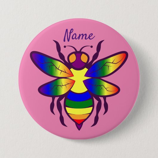 Badge Rond 7,6 Cm Rainbow Bee Thunder_Cove (Devant)