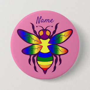 Badge Rond 7,6 Cm Rainbow Bee Thunder_Cove
