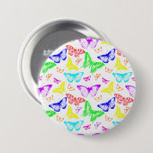Badge Rond 7,6 Cm Rainbow Colored Butterflies Flying (Devant & derrière)