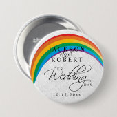 Badge Rond 7,6 Cm Rainbow Gay - Notre jour de mariage (Devant & derrière)