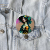 Badge Rond 7,6 Cm Rainbow Urchin 2 Imaginaire Sci-Fi (En situation)