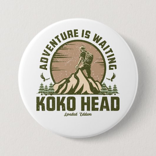 Badge Rond 7,6 Cm Randonnée à la tête de Retro Koko (Devant)