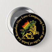 Badge Rond 7,6 Cm Rasta Lion de Judah Button (Devant & derrière)