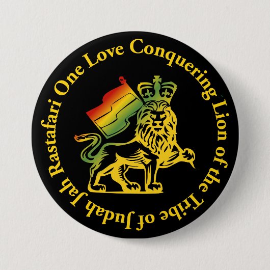 Badge Rond 7,6 Cm Rasta Lion de Judah Button (Devant)