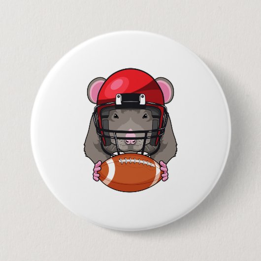 Badge Rond 7,6 Cm Rat au football (Devant)