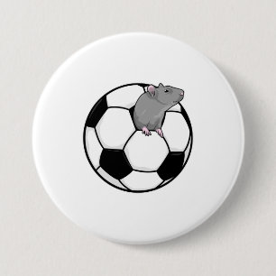 Badge Rond 7,6 Cm Rat avec balle de football