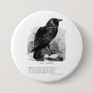 Badge Rond 7,6 Cm Raven par Edgar Allen Poe