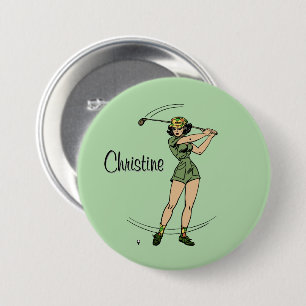 Badge Rond 7,6 Cm Réchauffez-vous pour Golfing Personnel Lady Golfer
