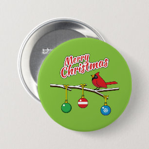 Badge Rond 7,6 Cm Red Cardinal on Christmas
