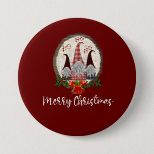 Badge Rond 7,6 Cm Red Christmas Gnomes Elfes tendance
