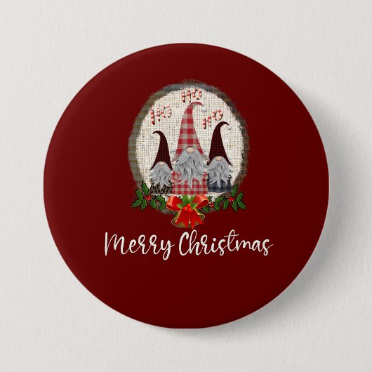 Badge Rond 7,6 Cm Red Christmas Gnomes Elfes tendance (Devant)
