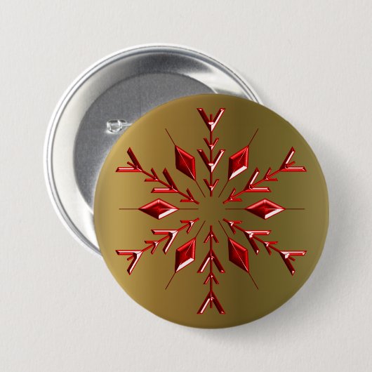 Badge Rond 7,6 Cm Red Christmas Stars on Gold (Devant & derrière)