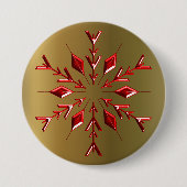 Badge Rond 7,6 Cm Red Christmas Stars on Gold (Devant)