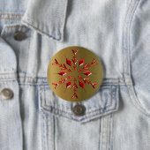 Badge Rond 7,6 Cm Red Christmas Stars on Gold (En situation)