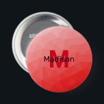 Badge Rond 7,6 Cm Red gradient geometric mesh pattern Monogram<br><div class="desc">Monogramme Personnalisez avec votre initiale et votre nom personnalisés. Motif de maillage géométrique dégradé rouge. Triangle maillage géométrique avec dégradé gris foncé clair. motif,  ombre,  maillage,  triangles,  géométrie,  géométrique,  dégradé,  cool,  triangle,  brillant,  rouge</div>