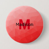 Badge Rond 7,6 Cm Red gradient geometric mesh pattern Monogram (Devant)