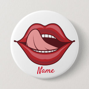 Badge Rond 7,6 Cm Red Lips Open Mouth Thunder_Cove