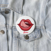Badge Rond 7,6 Cm Red Lips Open Mouth Thunder_Cove (En situation)