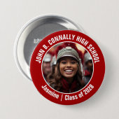 Badge Rond 7,6 Cm Red Marching Band Photo High School Spirit (Devant & derrière)