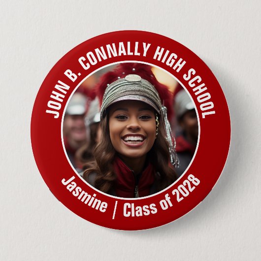Badge Rond 7,6 Cm Red Marching Band Photo High School Spirit (Devant)