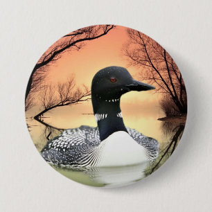 Badge Rond 7,6 Cm Réflexions sur le Loon