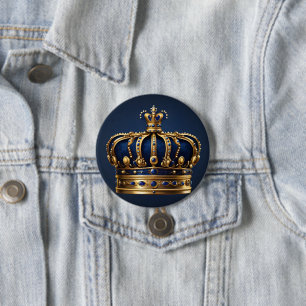 Badge Rond 7,6 Cm Regal Blue Crown Series