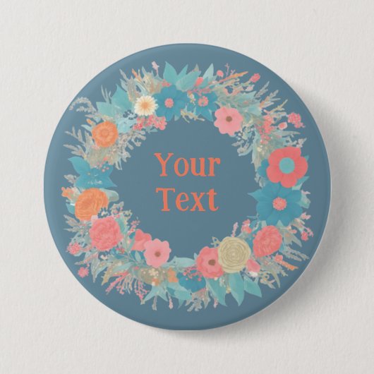 Badge Rond 7,6 Cm Regal Orange Fleur sauvage Wreath Lapel Brooch (Devant)