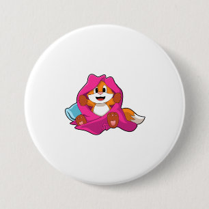 Badge Rond 7,6 Cm Renard avec Coussin et couverture