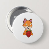 Badge Rond 7,6 Cm Renard avec fraise (Devant & derrière)