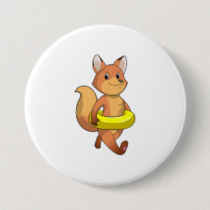 Badge Rond 7,6 Cm Renard avec Lifebuoy