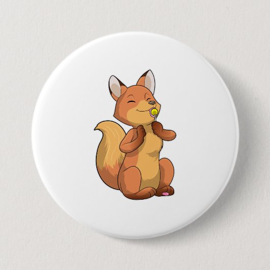 Badge Rond 7,6 Cm Renard avec Lollipop (Devant)