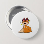 Badge Rond 7,6 Cm Renard avec lunettes (Devant & derrière)