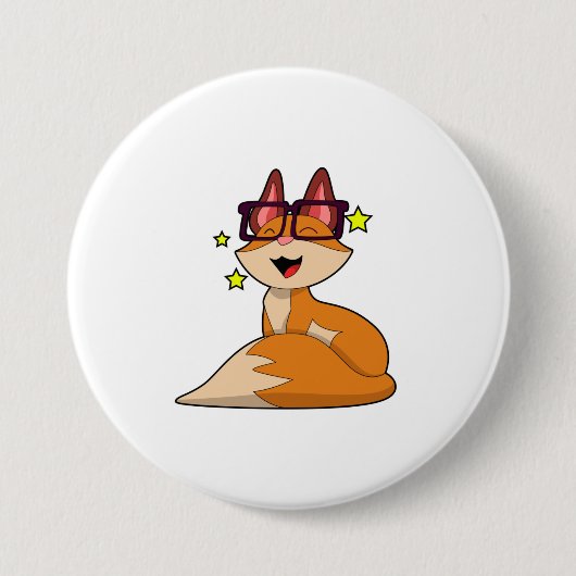 Badge Rond 7,6 Cm Renard avec lunettes (Devant)