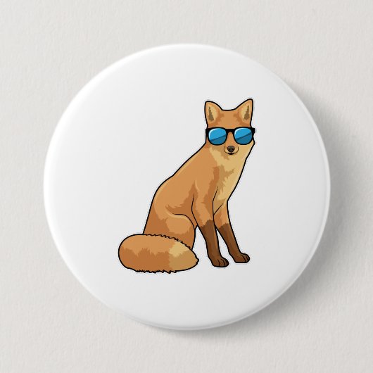 Badge Rond 7,6 Cm Renard avec lunettes de soleil (Devant)