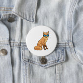 Badge Rond 7,6 Cm Renard avec lunettes de soleil (En situation)