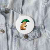 Badge Rond 7,6 Cm Renard avec parapluie (En situation)