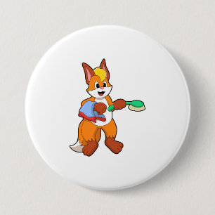 Badge Rond 7,6 Cm Renard avec serviette et brosse